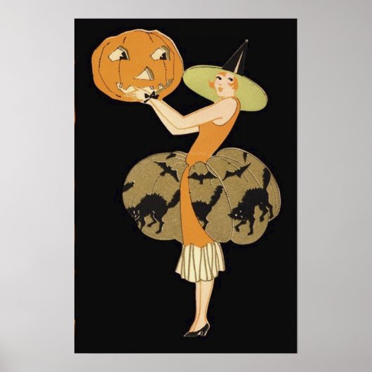 Citrouille de sorcière Art Déco Jack O Lantern Cha (Devant)