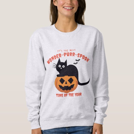 Citrouille de temps d'Halloween Sweatshirt de chat (Devant)
