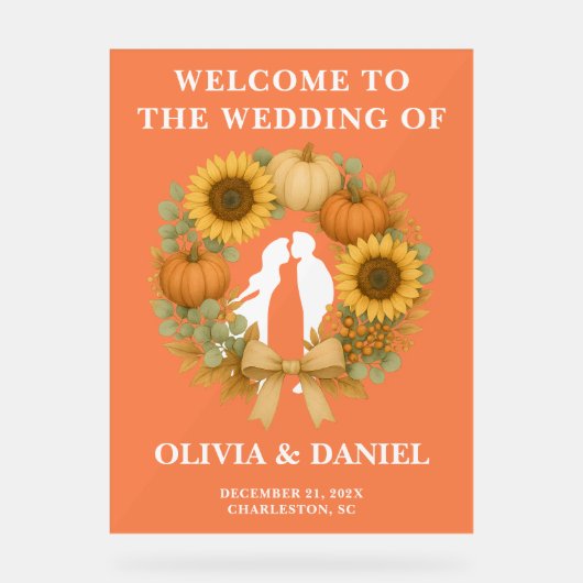 Citrouille de tournesol rustique Mariage de automn (Recto)