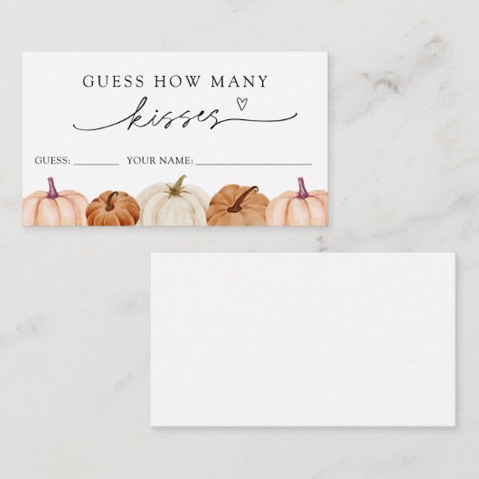 Citrouille Devinez combien de baisers carte de jeu (Devant / Derrière)