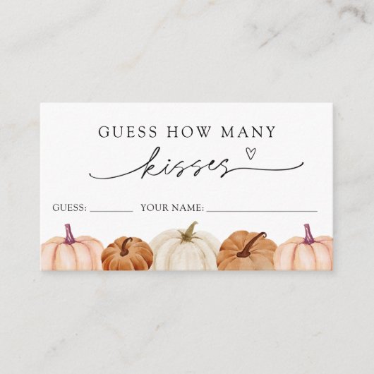 Citrouille Devinez combien de baisers carte de jeu (Devant)