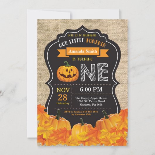 Citrouille d'Halloween 1er anniversaire Invitation (Devant)