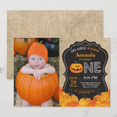 Citrouille d'Halloween 1er anniversaire Invitation (Devant / Derrière)