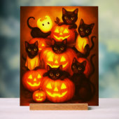 Citrouille d'Halloween brillant avec chat noir mig (Neutre)
