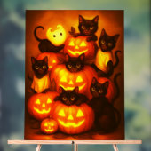 Citrouille d'Halloween brillant avec chat noir mig (Neutre)