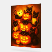 Citrouille d'Halloween brillant avec chat noir mig (Angle)