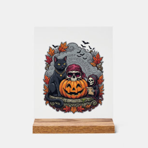 Citrouille d'Halloween Chat Crâne Faucheuse Automn