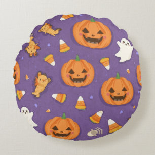 Citrouille d'Halloween et Coussin rond fantôme