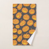 Citrouille d'Halloween Orange Jack O'Lantern Noir (Serviette à main)