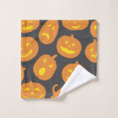 Citrouille d'Halloween Orange Jack O'Lantern Noir (Gant de toilette)