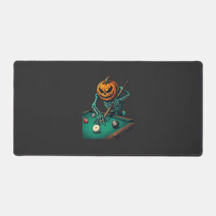 Citrouille d'Halloween squelette jouant au billard