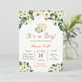 Citrouille d'or blanc Invitation de Baby shower (Debout devant)