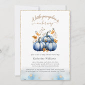 Citrouille d'or bleu Invitation Baby shower d'auto (Devant)