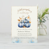 Citrouille d'or bleu Invitation Baby shower d'auto (Debout devant)