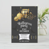 Citrouille d'or Elegant Halloween fête Invitation (Debout devant)