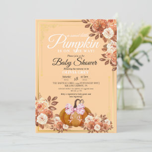 Citrouille d'or Invitation Baby shower Floral