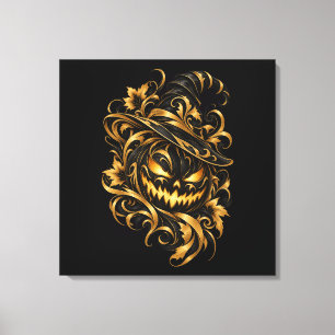 Citrouille dorée d'Halloween sur toile enveloppée