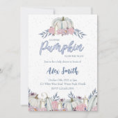 Citrouille Dusty Blue Baby shower Invitation Garço (Devant)