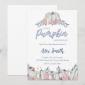 Citrouille Dusty Blue Baby shower Invitation Garço (Devant / Derrière)