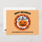 Citrouille effrayant Invitation Carte Postale Hall (Devant / Derrière)