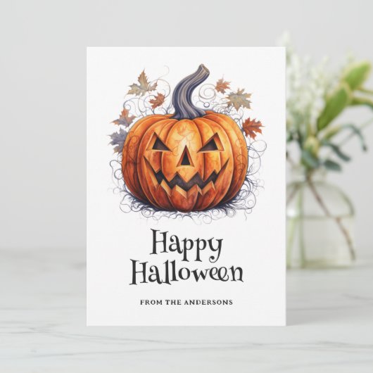 Citrouille éffrayant L'automne part Happy Carte Ha (Debout devant)