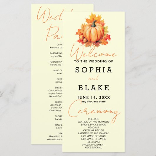 Citrouille et Feuille Automne clair Programme de m (Devant / Derrière)