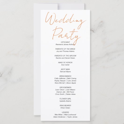 Citrouille et Feuille Automne Programme de mariage (Dos)