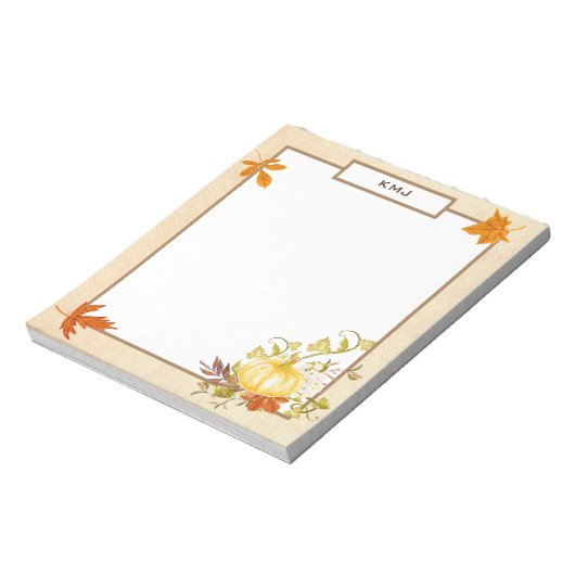 Citrouille et Feuilles aquarelle | Bloc-notes à th (Tourné)