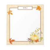 Citrouille et Feuilles aquarelle | Bloc-notes à th (Devant)