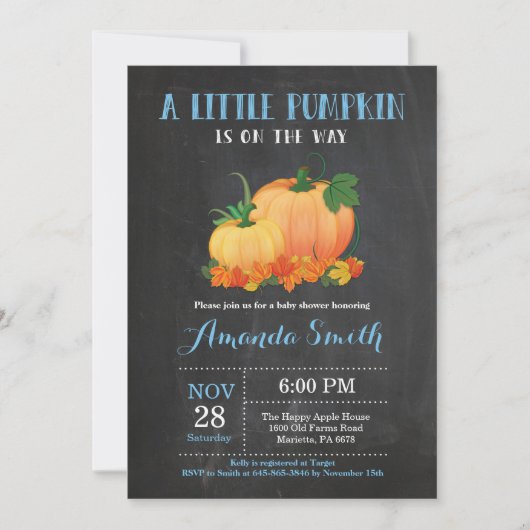 Citrouille Fall Boy Baby shower Invitation (Devant)