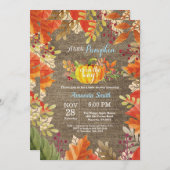 Citrouille Fall Burlap Invitation Baby shower de g (Devant / Derrière)
