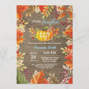 Citrouille Fall Burlap Invitation Baby shower de g