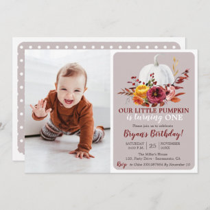 Citrouille Fall First Birthday Invitation photo
