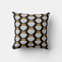 Citrouille Fantôme (noir) - Coussin