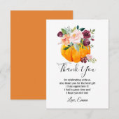 citrouille, fête d'automne, carte de remerciements (Devant / Derrière)