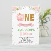 citrouille floral 1er anniversaire invitation (Debout devant)
