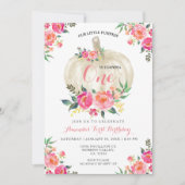 Citrouille floral 1er anniversaire Invitation (Devant)