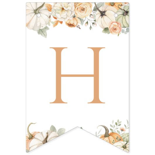 Citrouille Floral Bonne Bannière d'anniversaire (Deuxième drapeau)