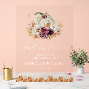 Citrouille Floral Fall In Love Mariage Affiche de 