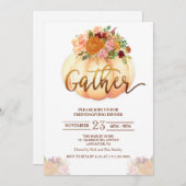 Citrouille Floral Friendsgiving Diner Invitation (Devant / Derrière)