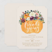 Citrouille Floral Invitation Au Dîner (Devant / Derrière)