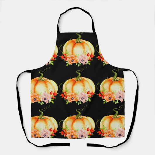 Citrouille floral noir tablier (Recto)
