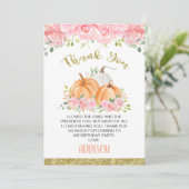 Citrouille Floral rose or Carte de remerciements d (Debout devant)