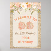 Citrouille Floral Rustic Affiche de bienvenue (Devant)