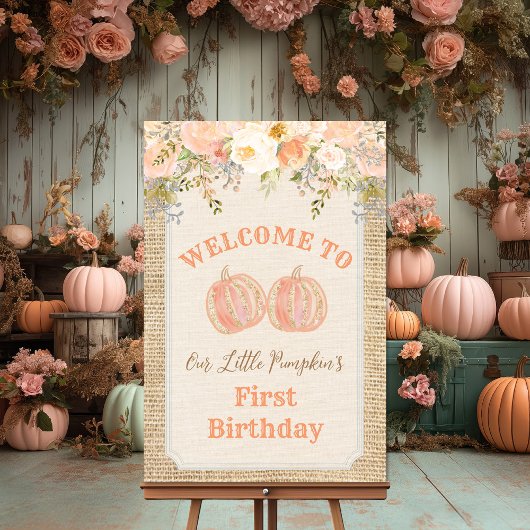 Citrouille Floral Rustic Affiche de bienvenue