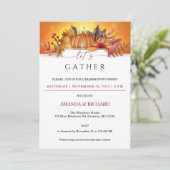 Citrouille Floral Thanksgiving Dîner Invitation (Debout devant)