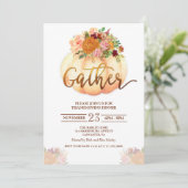 Citrouille Floral Thanksgiving Dîner Invitation (Debout devant)
