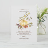 Citrouille Floral Thanksgiving Dîner Invitation (Debout devant)