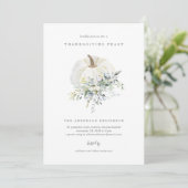 Citrouille Floral Thanksgiving Dîner Invitation (Debout devant)
