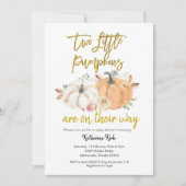 Citrouille Floral Twins Baby shower Invitation (Devant)